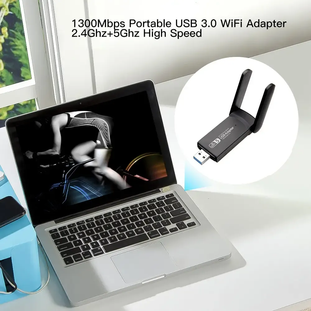 FENVI Adaptateur WiFi USB 3.0, récepteur sans fil pour ordinateur de bureau et portable, carte réseau 1300 Mbps, Bluetooth 4.2, bi-bande 2,4 GHz et 5 GHz 6
