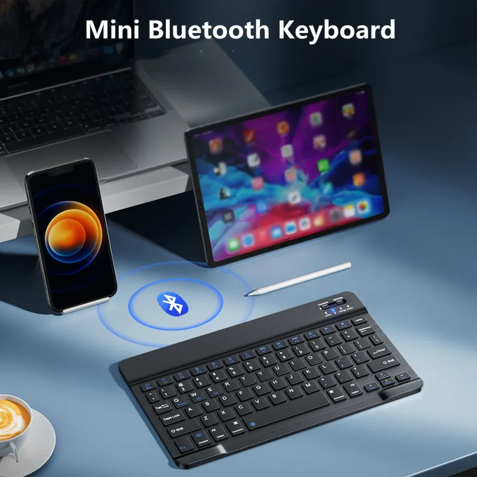 Clavier sans fil Bluetooth rechargeable et compact pour ordinateur portable, tablette et smartphone 2