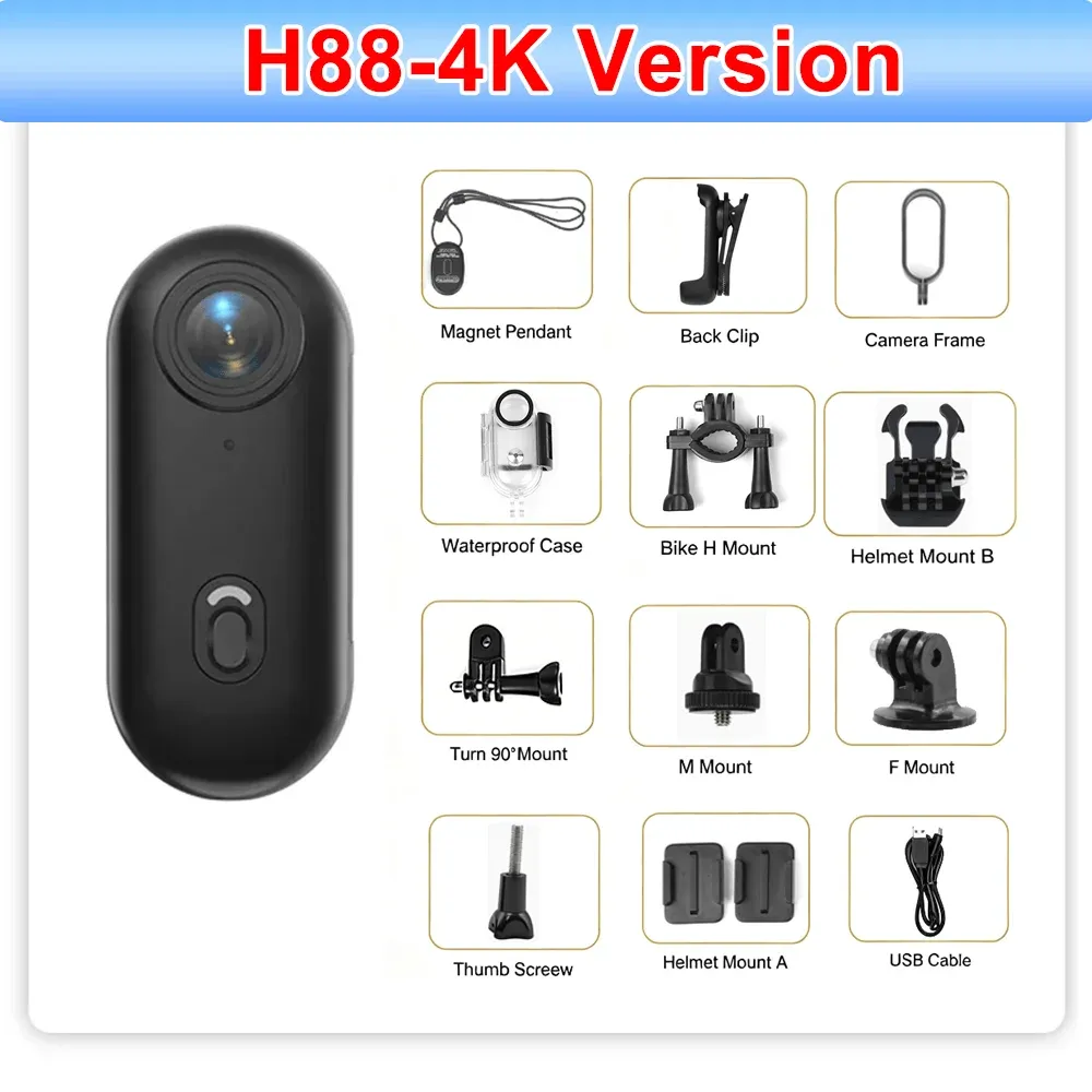 Caméra de sport 4K FHD 1080P d'extérieur à fixer sur casque, moto ou vélo, mini caméra embarquée et enregistreur vidéo 10