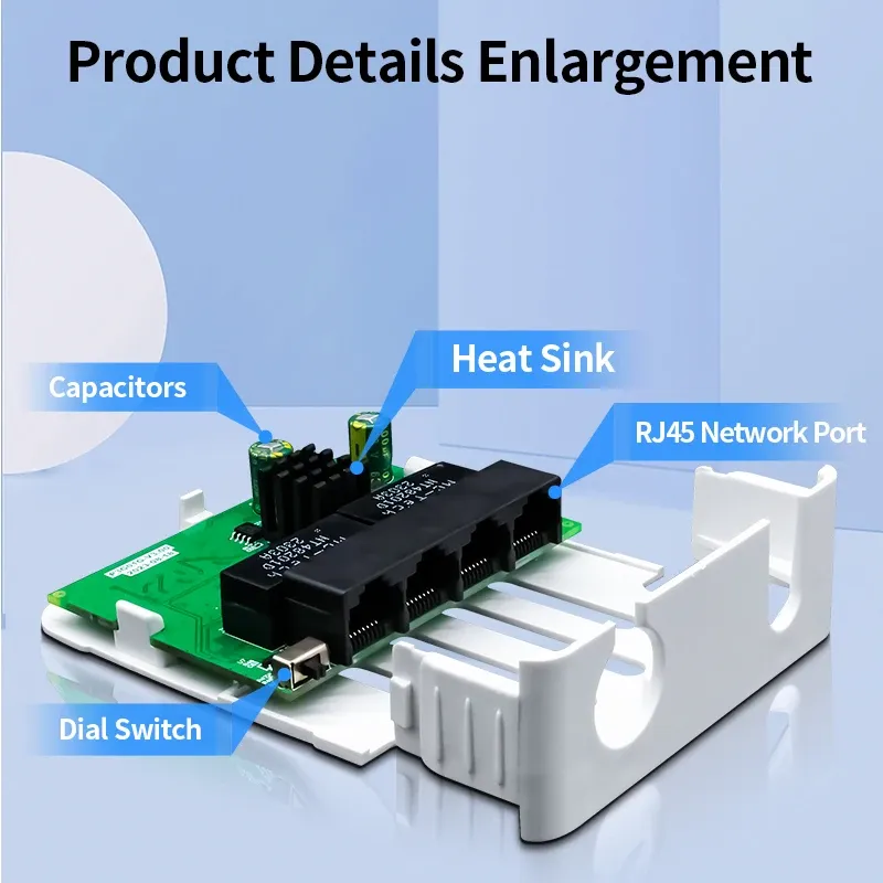HORACO – Rallonge PoE 4 ports, 100 m, répéteur PoE extérieur étanche à la pluie, IP30, VLAN, 44-57 V, 30 W, pour caméra PoE et point d'accès sans fil 4