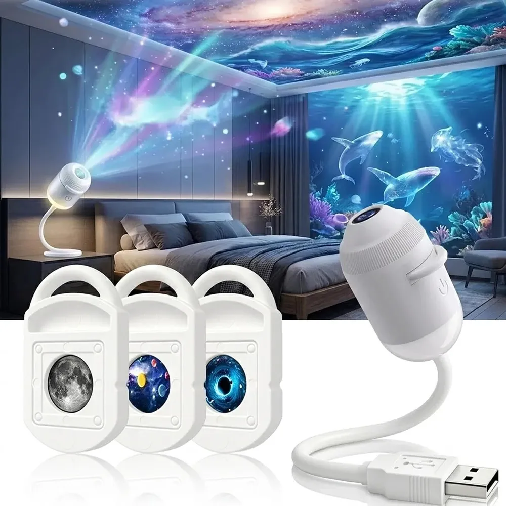 Projecteur holographique HD 2-en-1 galaxie et étoiles avec protection oculaire, alimentation USB pour chambre et voiture 7