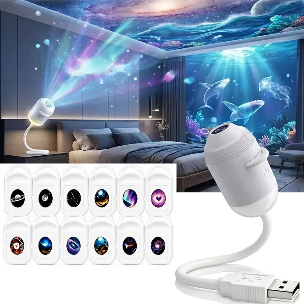 Projecteur holographique HD 2-en-1 galaxie et étoiles avec protection oculaire, alimentation USB pour chambre et voiture 8