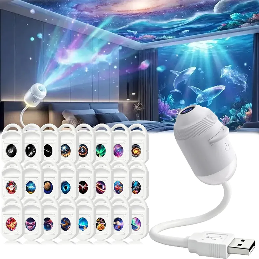 Projecteur holographique HD 2-en-1 galaxie et étoiles avec protection oculaire, alimentation USB pour chambre et voiture 9
