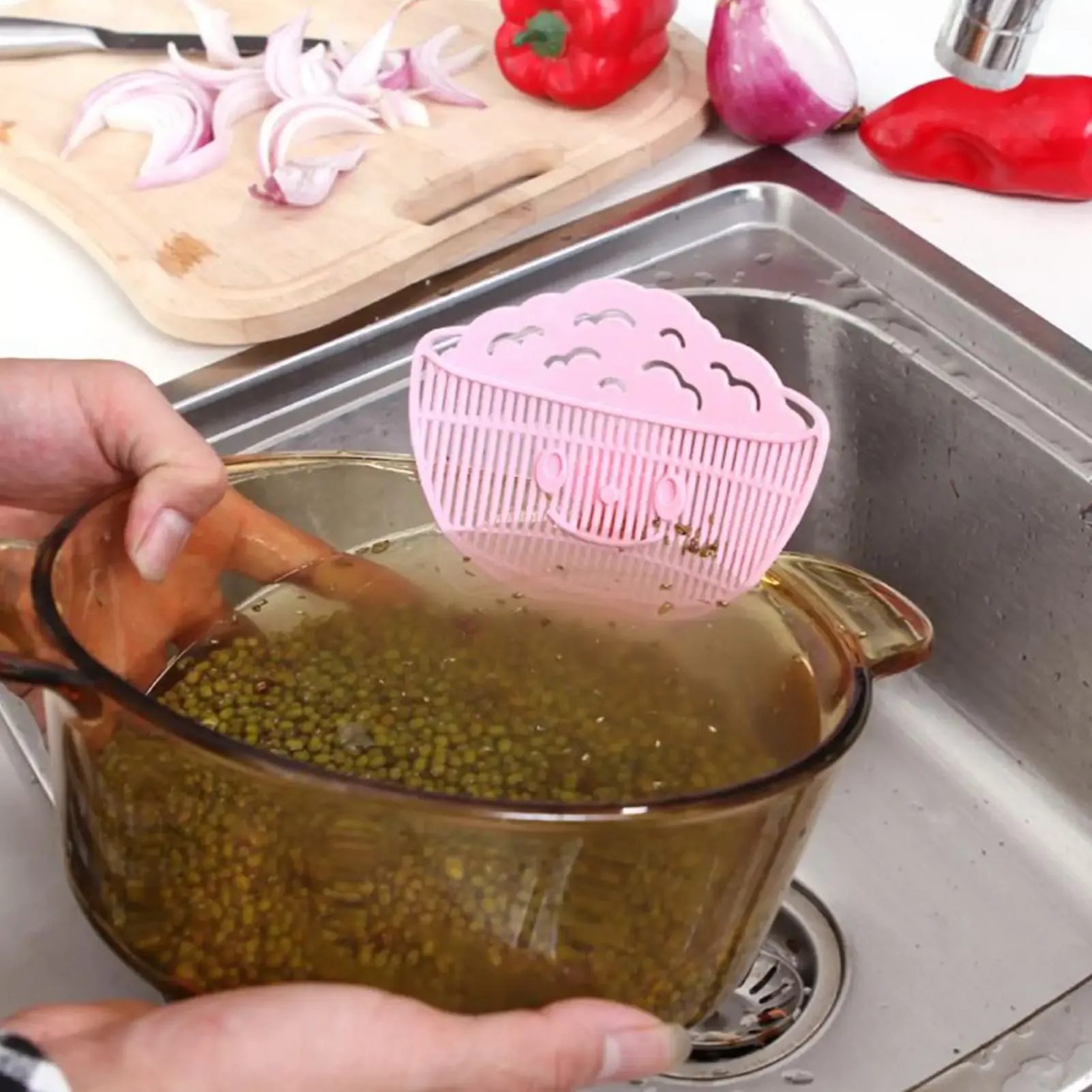 Passoire clipsable portable pour la cuisine – Outil multifonction pour égoutter les pâtes, le riz, les légumes, la viande et les nouilles 4