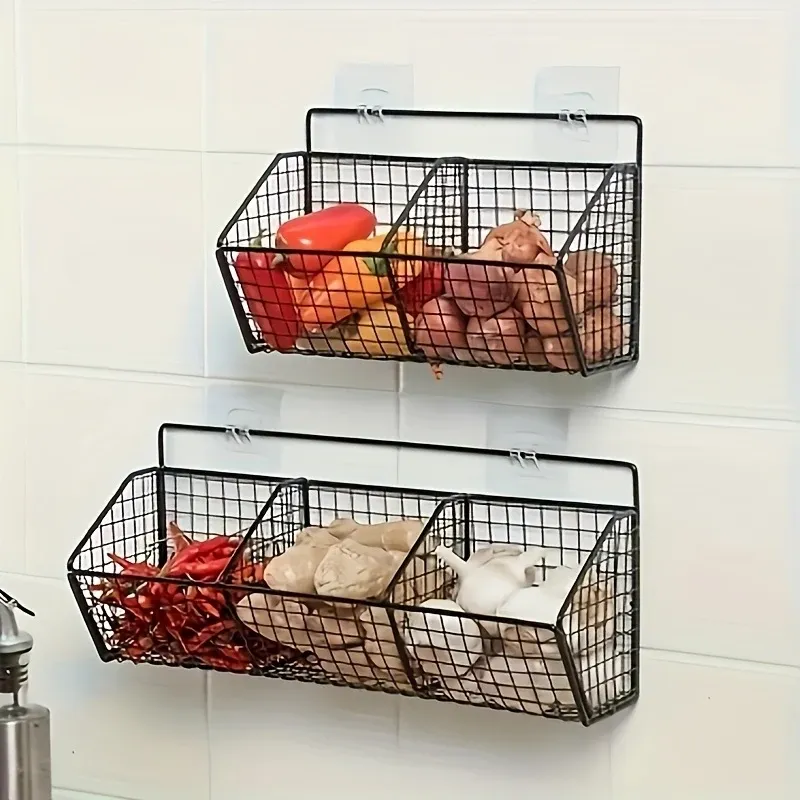 Étagère de rangement de cuisine multifonctionnelle pour collations, légumes et condiments, avec paniers suspendus 2