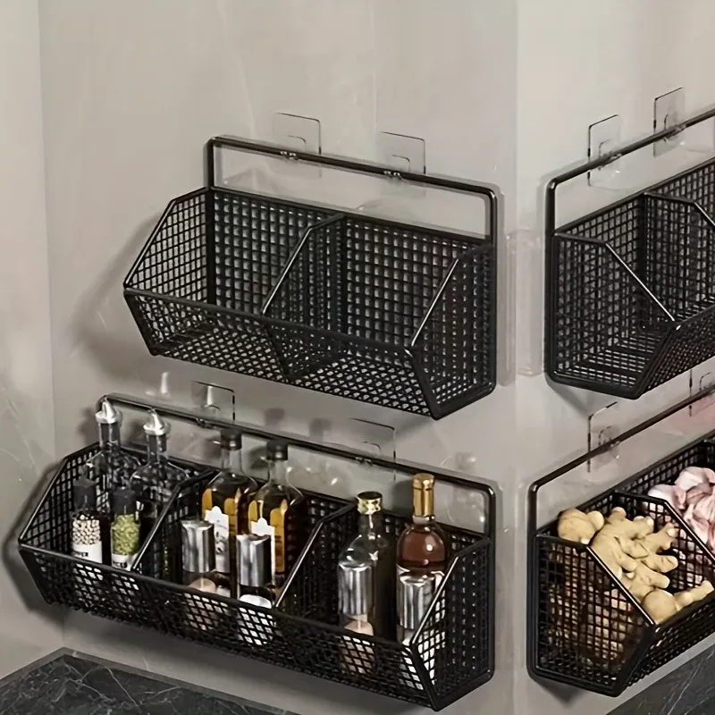 Étagère de rangement de cuisine multifonctionnelle pour collations, légumes et condiments, avec paniers suspendus 4