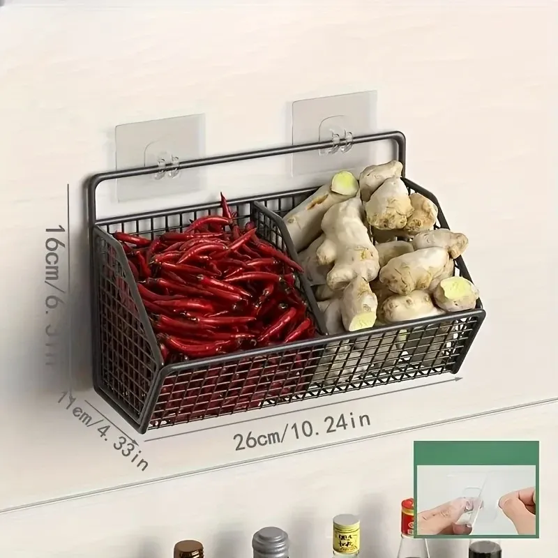 Étagère de rangement de cuisine multifonctionnelle pour collations, légumes et condiments, avec paniers suspendus 5