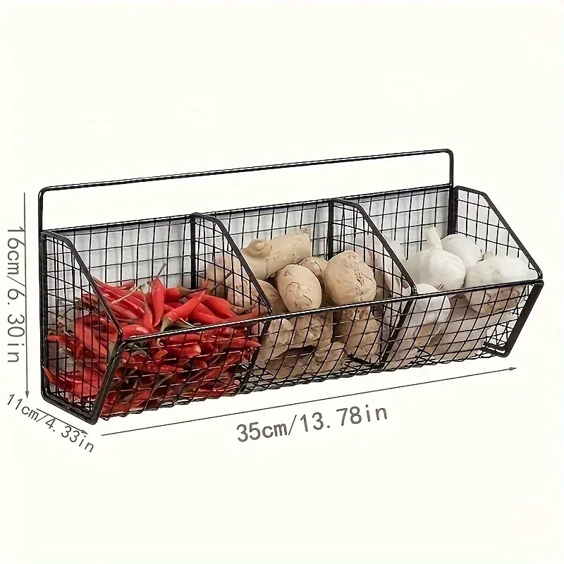Étagère de rangement de cuisine multifonctionnelle pour collations, légumes et condiments, avec paniers suspendus 7