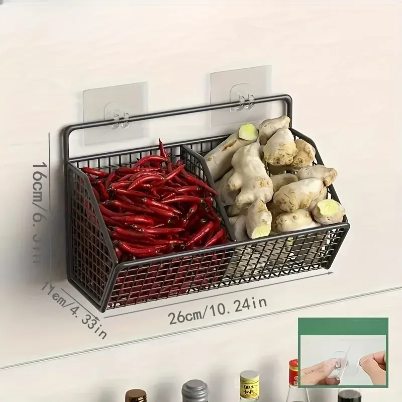 Étagère de rangement de cuisine multifonctionnelle pour collations, légumes et condiments, avec paniers suspendus 8
