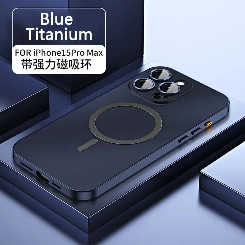 Coque magnétique en aluminium pour iPhone 12 à 18 Pro Max, compatible MagSafe, avec film de protection pour objectif et panneau arrière en PC 7