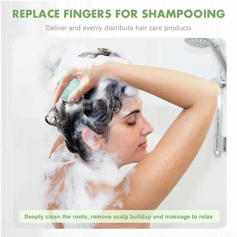 Brosse à shampooing en silicone pour massage du cuir chevelu, peigne de lavage des cheveux, massage corporel pour la douche et le bain, 1 pièce 2