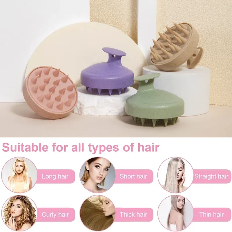 Brosse à shampoing en silicone pour le massage du cuir chevelu