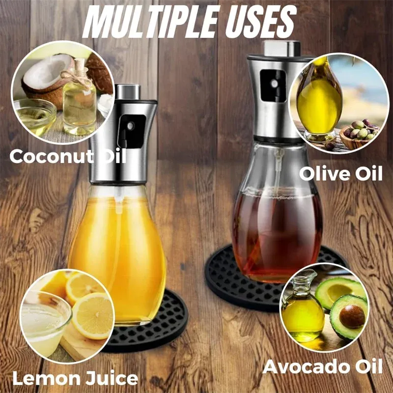 Pulvérisateur d'huile d'olive en verre de 200 ml avec entonnoir pour la cuisine 4