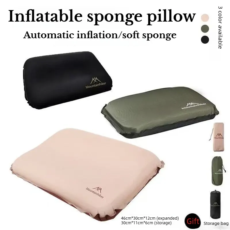 Oreiller de camping autogonflant MOUNTAINHIKER, oreiller de voyage ultraléger en mousse, oreiller compact pour le plein air, oreiller de cou - Image 1
