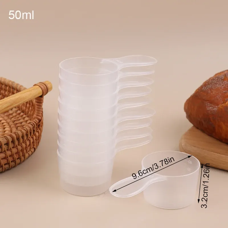 Ensemble de 10 pièces : cuillères doseuses transparentes graduées (30, 50, 60, 70 ml), cuillère à lait en poudre et tasses doseuses de cuisine 8