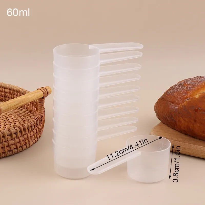 Ensemble de 10 pièces : cuillères doseuses transparentes graduées (30, 50, 60, 70 ml), cuillère à lait en poudre et tasses doseuses de cuisine 7