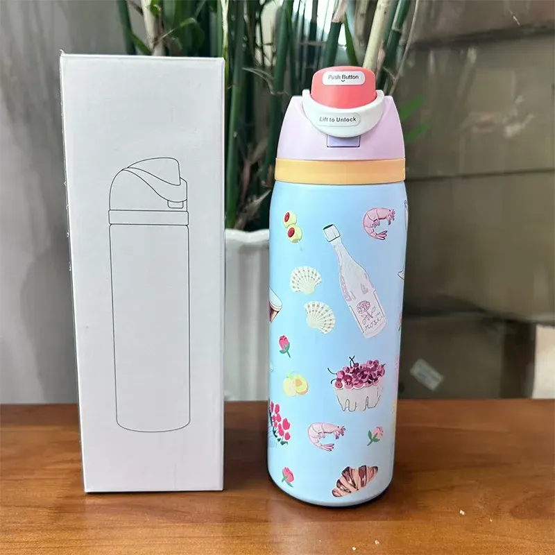 Bouteille d'eau isotherme en acier inoxydable 32 oz avec paille et couvercle anti-fuite 8