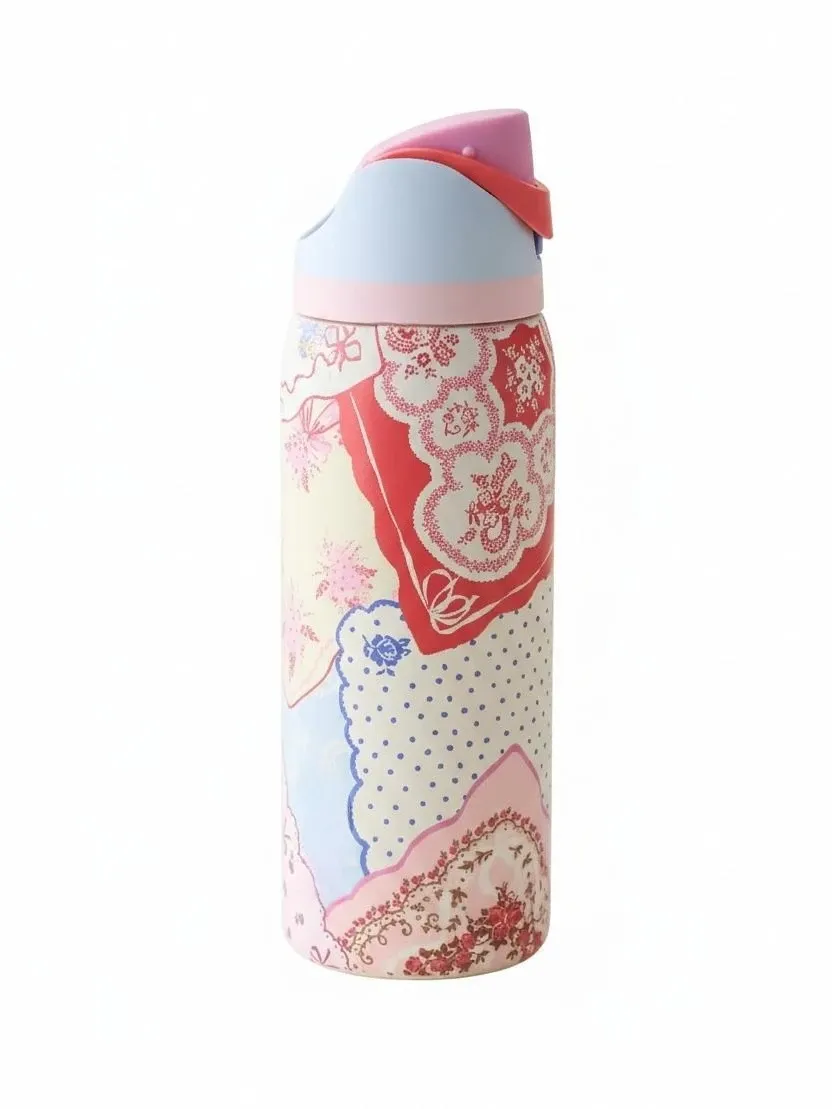 Bouteille d'eau isotherme en acier inoxydable 32 oz avec paille et couvercle anti-fuite 12