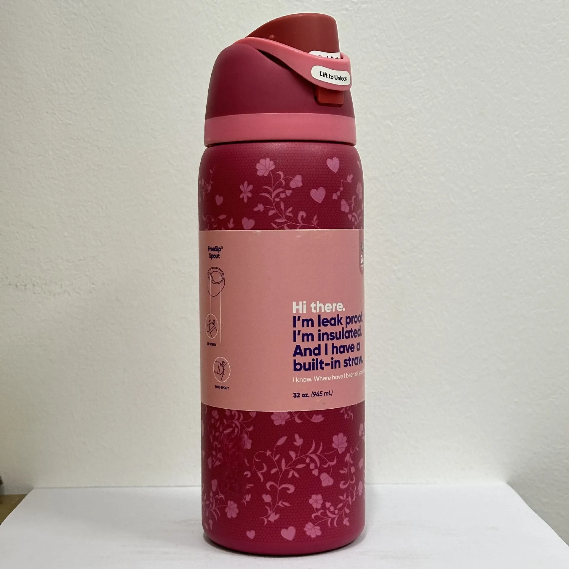 Bouteille d'eau isotherme en acier inoxydable 32 oz avec paille et couvercle anti-fuite 20