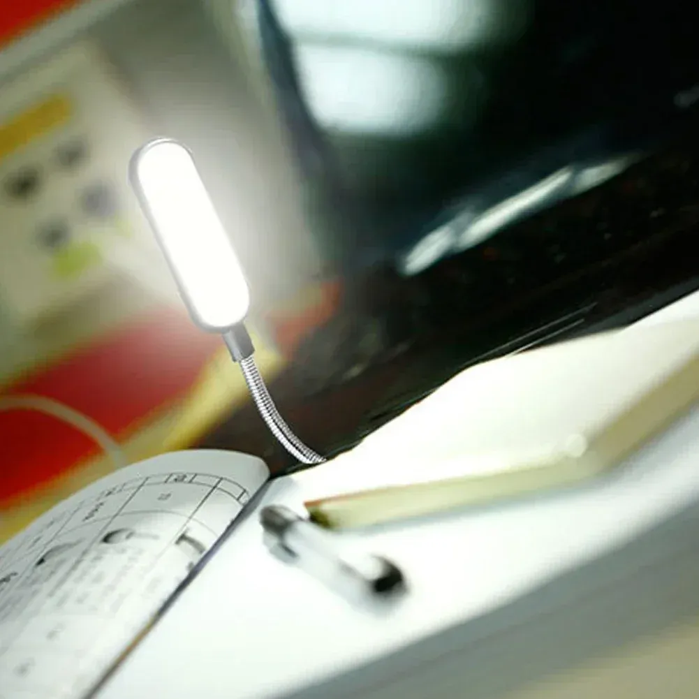 Mini lampe de lecture USB à 4 LED, lampe de nuit, lumière blanc chaud, lampe de table pour bureau, ordinateur portable et batterie externe 3