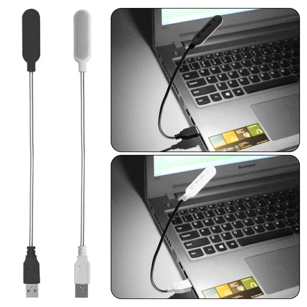 Mini lampe de lecture USB à 4 LED, lampe de nuit, lumière blanc chaud, lampe de table pour bureau, ordinateur portable et batterie externe 2
