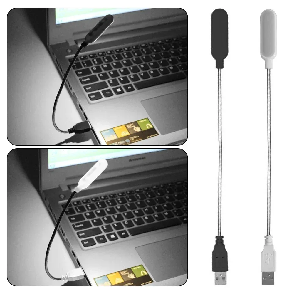 Mini lampe de lecture USB à 4 LED, lampe de nuit, lumière blanc chaud, lampe de table pour bureau, ordinateur portable et batterie externe 6