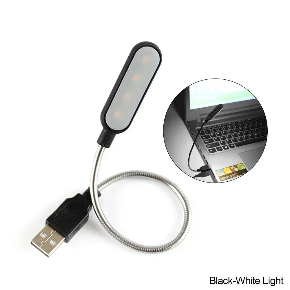 Mini lampe de lecture USB à 4 LED, lampe de nuit, lumière blanc chaud, lampe de table pour bureau, ordinateur portable et batterie externe 7