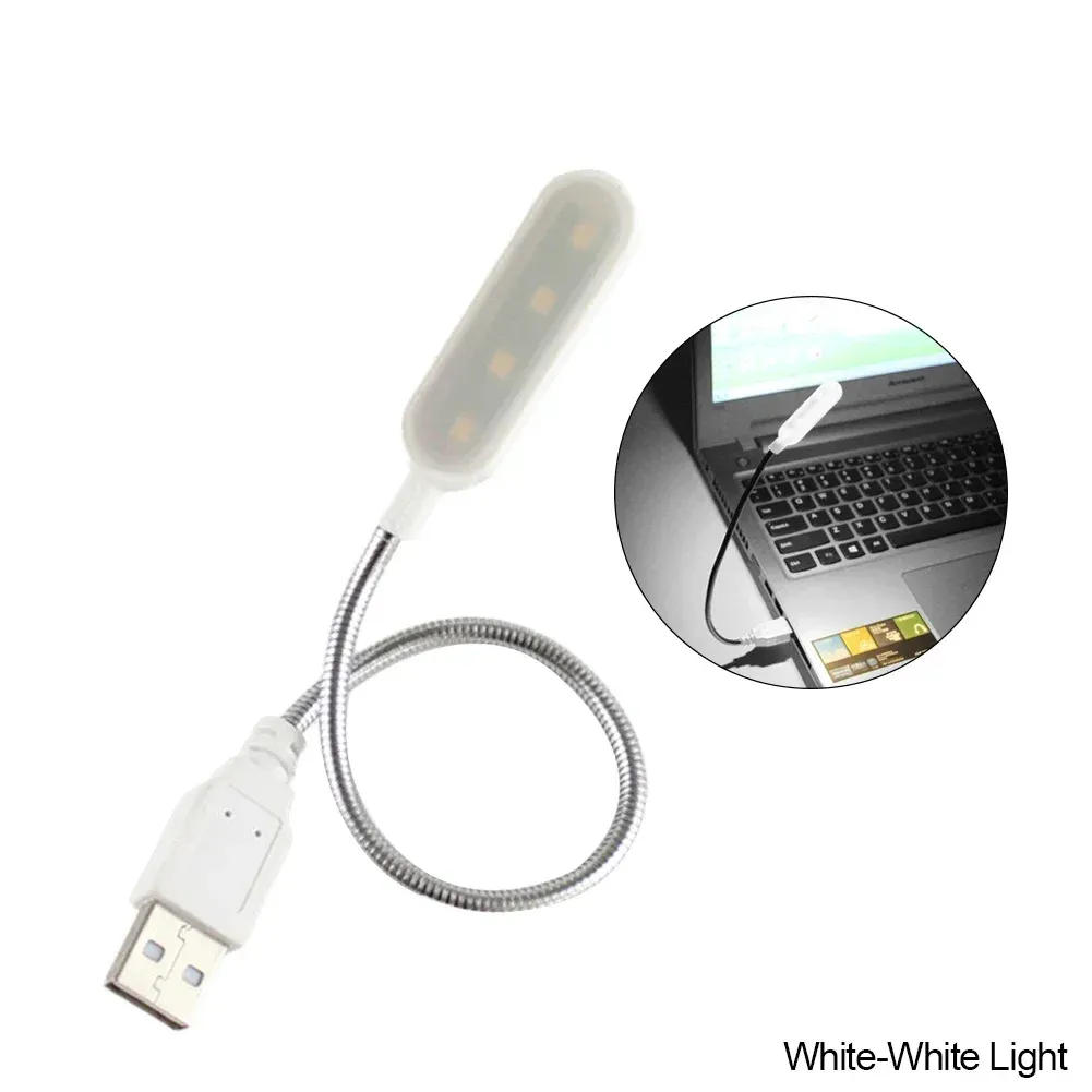 Mini lampe de lecture USB à 4 LED, lampe de nuit, lumière blanc chaud, lampe de table pour bureau, ordinateur portable et batterie externe 8
