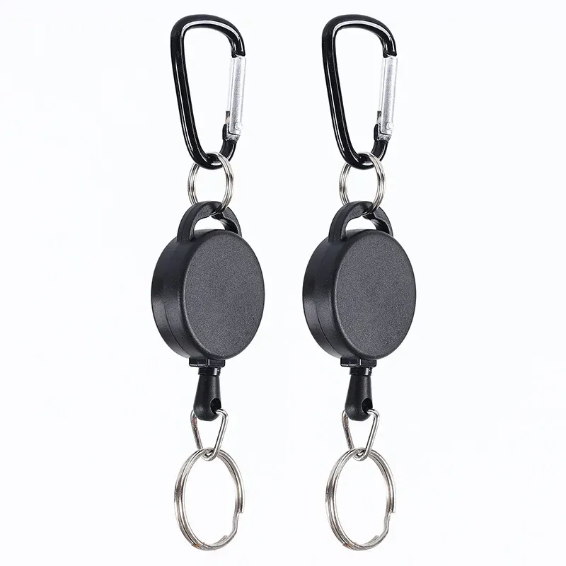 Porte-clés rétractable à clip avec cordon élastique, idéal pour badge et camping en plein air