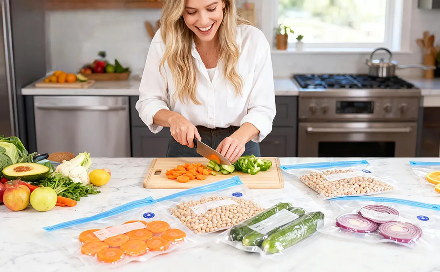 Sacs réutilisables scellés sous vide pour la conservation des aliments