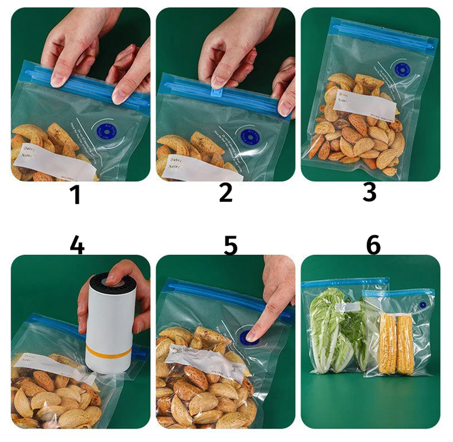Conservation des aliments avec sacs réutilisables