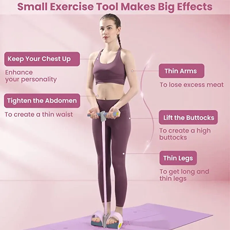 Bandes de résistance de yoga à 4 tubes avec corde élastique de traction pour l'entraînement des abdominaux, de la taille et des bras 3