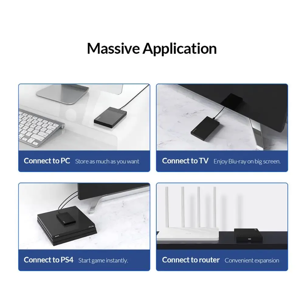 ORICO Boîtier USB 3.1 Type-C pour disque dur externe SATA 2,5 pouces, compatible HDD et SSD, vitesse de transfert 6 Gbps, prise en charge UASP 6