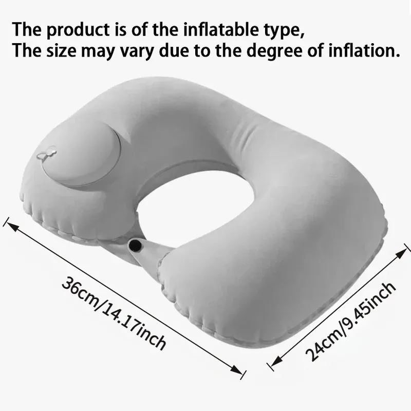 Oreiller de voyage gonflable en U avec pompe intégrée, coussin cervical portable pour dormir en avion ou en voiture 6