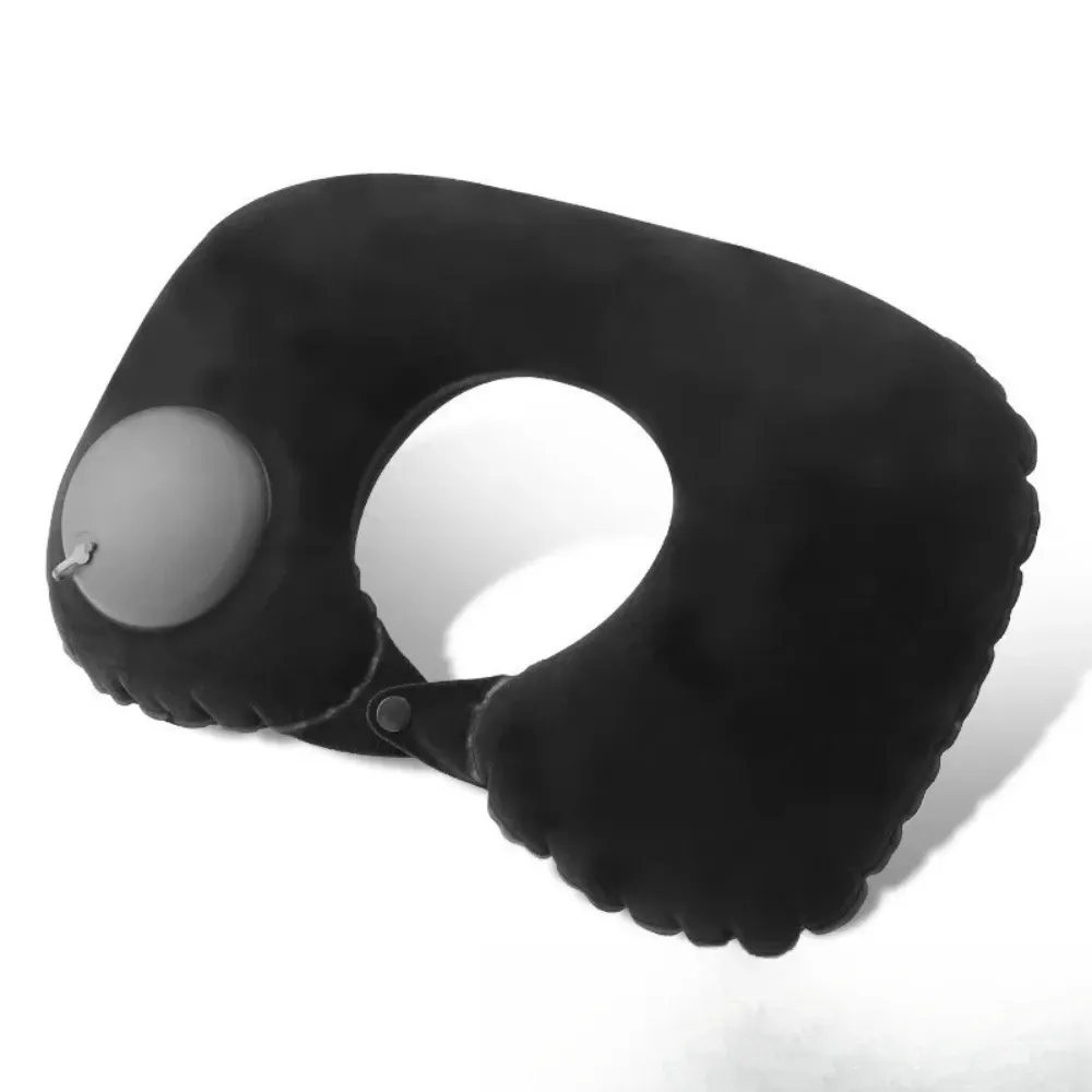 Oreiller de voyage gonflable en U avec pompe intégrée, coussin cervical portable pour dormir en avion ou en voiture 10