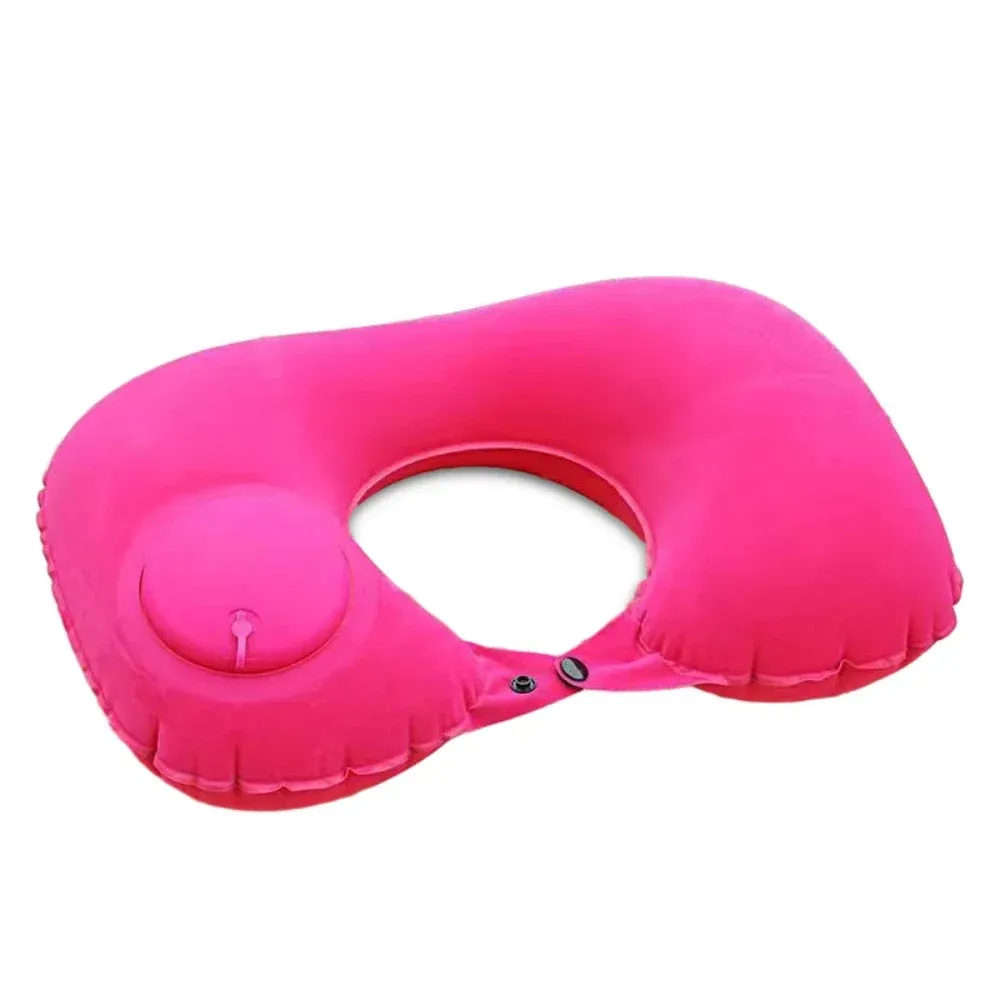 Oreiller de voyage gonflable en U avec pompe intégrée, coussin cervical portable pour dormir en avion ou en voiture 8