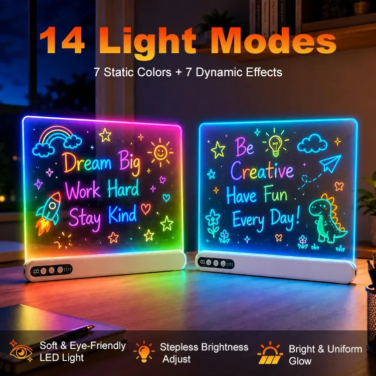 Tableau LED aux couleurs vives affichant un effet lumineux