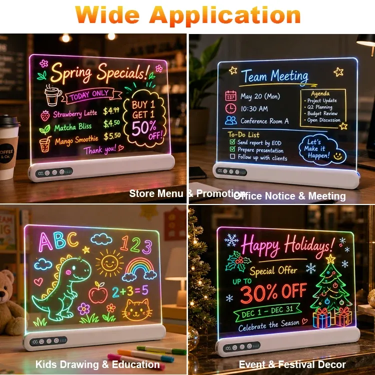 Tableau LED au design élégant sur un bureau