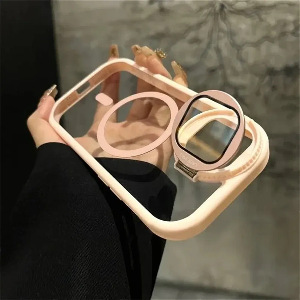 Support à rabat pour la protection de l'objectif photo, compatible avec l'étui magnétique MagSafe pour iPhone 11, 12, 13, 14, 15, 16, 17 et 18 Pro Max Plus, coque transparente 2