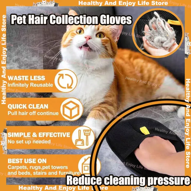Gants de nettoyage et de collecte de poils d'animaux, outil de beauté multifonctionnel double face pour animaux de compagnie 3