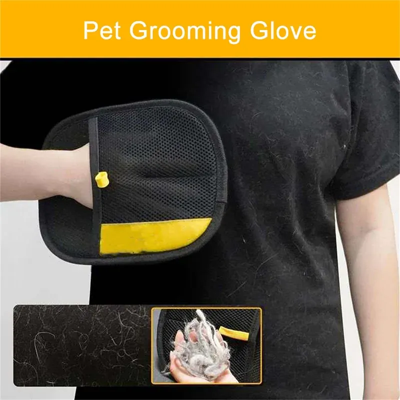 Gants de nettoyage et de collecte de poils d'animaux, outil de beauté multifonctionnel double face pour animaux de compagnie 4