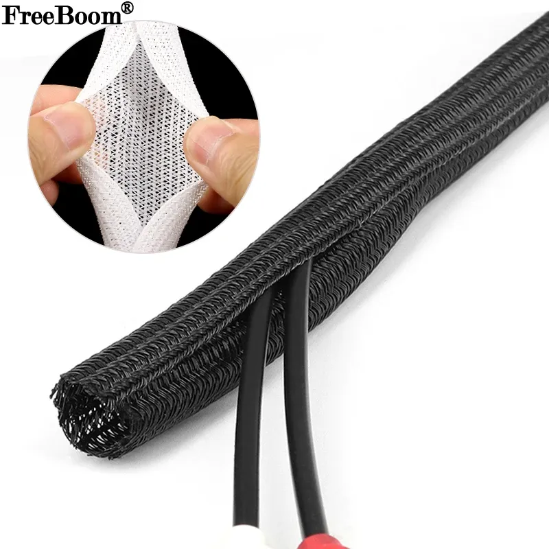 Gaine extensible tressée en PET pour câbles, 1 à 50 m, Ø 2 à 50 mm, flexible, auto-fermante et isolante - Image 1