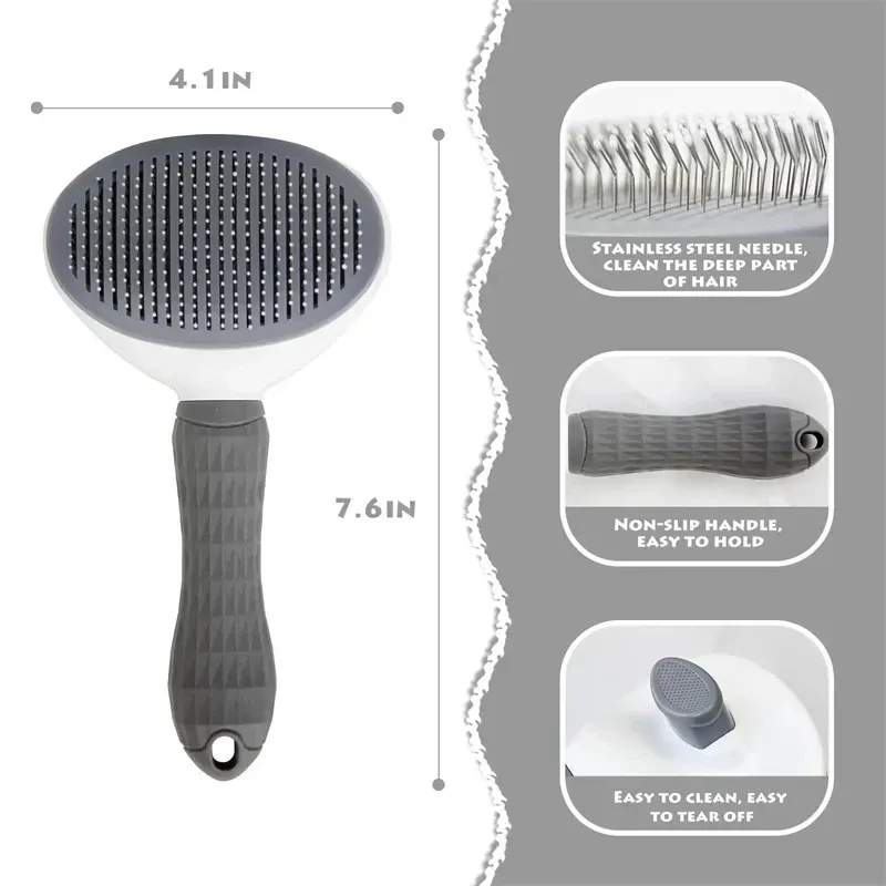 Détail du peigne autonettoyant pour animaux