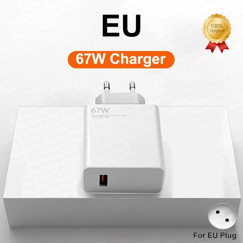 Chargeur Rapide d'Origine 67W pour Xiaomi 14, 13, 12, 11 Ultra, Redmi Note 12T 13 Pro, Turbo, Samsung avec Câble USB Type C Charge Rapide 10