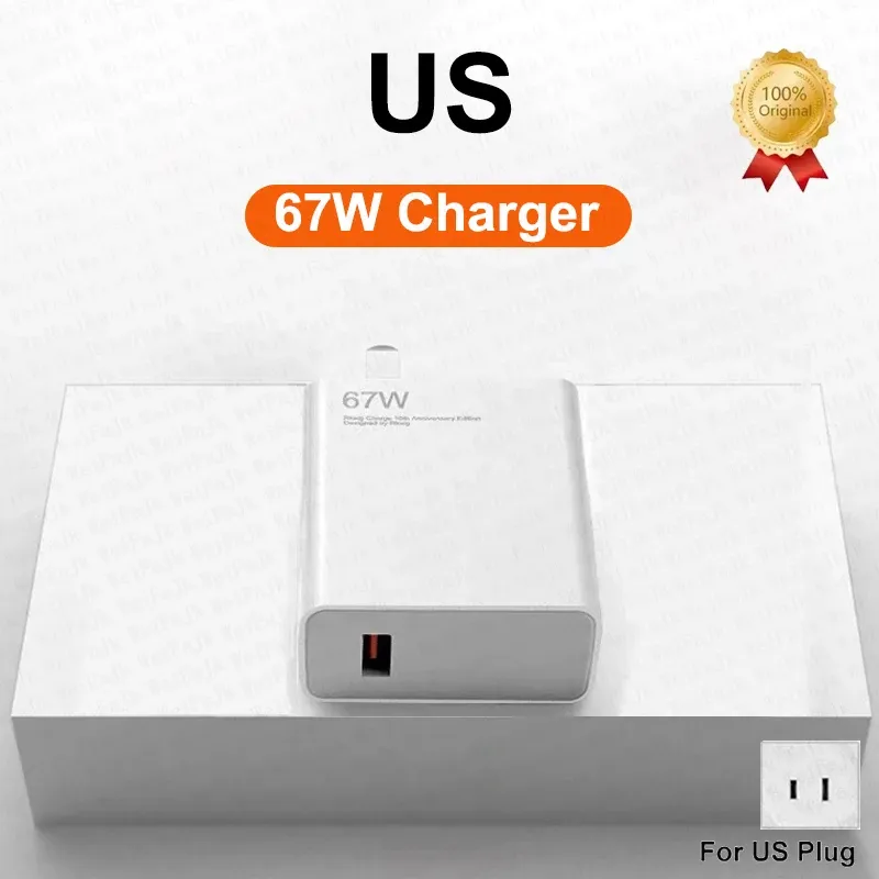 Chargeur Rapide d'Origine 67W pour Xiaomi 14, 13, 12, 11 Ultra, Redmi Note 12T 13 Pro, Turbo, Samsung avec Câble USB Type C Charge Rapide 9