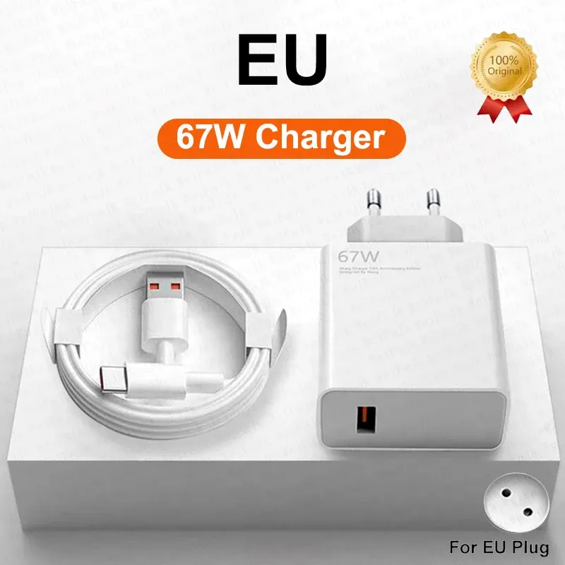 Chargeur Rapide d'Origine 67W pour Xiaomi 14, 13, 12, 11 Ultra, Redmi Note 12T 13 Pro, Turbo, Samsung avec Câble USB Type C Charge Rapide 8