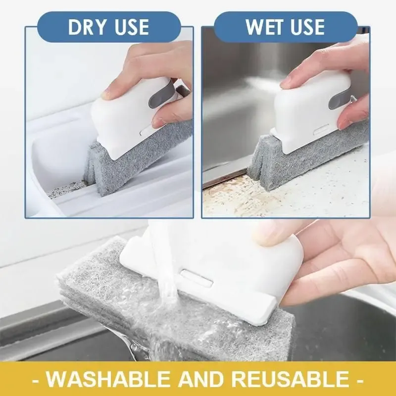 Brosse de nettoyage multifonctionnelle pour fenêtres, rebords, interstices et placards, à tête remplaçable 5
