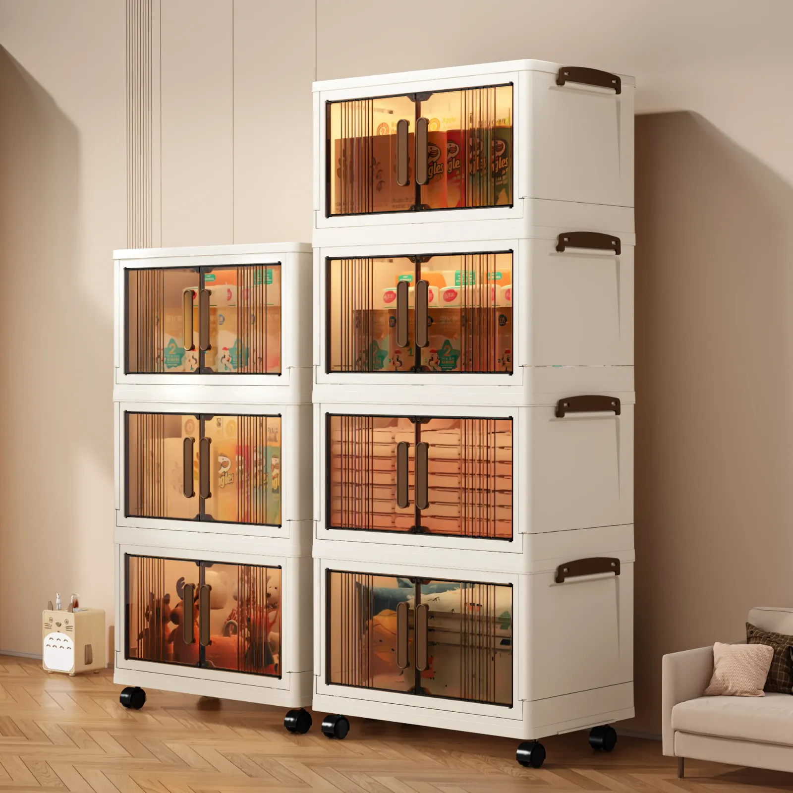 Armoire de rangement pliable en plastique, vue d'ensemble