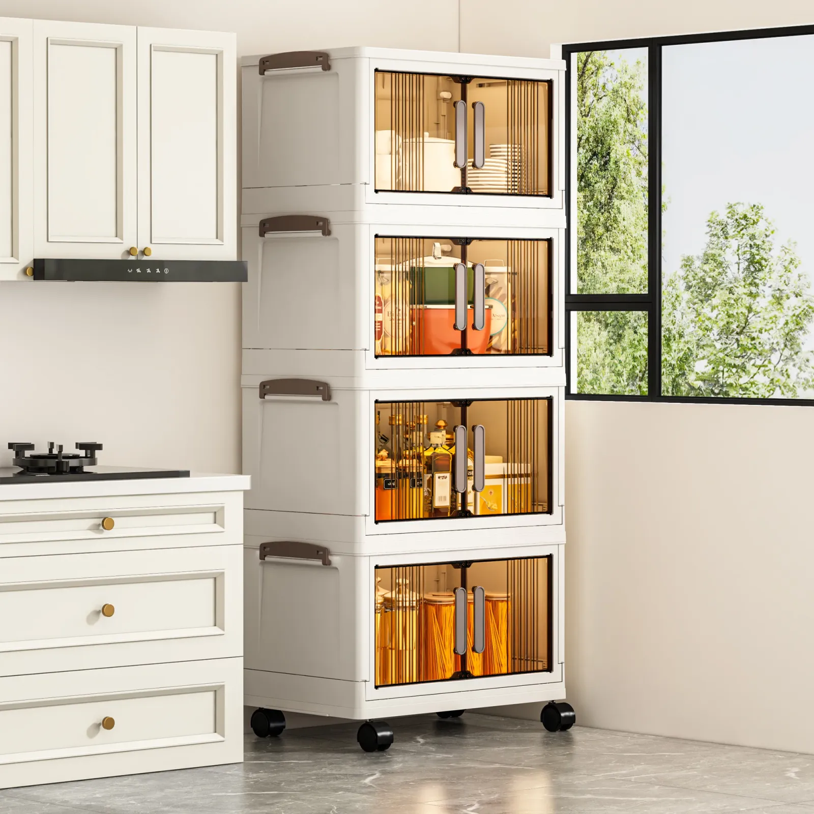 Armoire de rangement, détail des compartiments