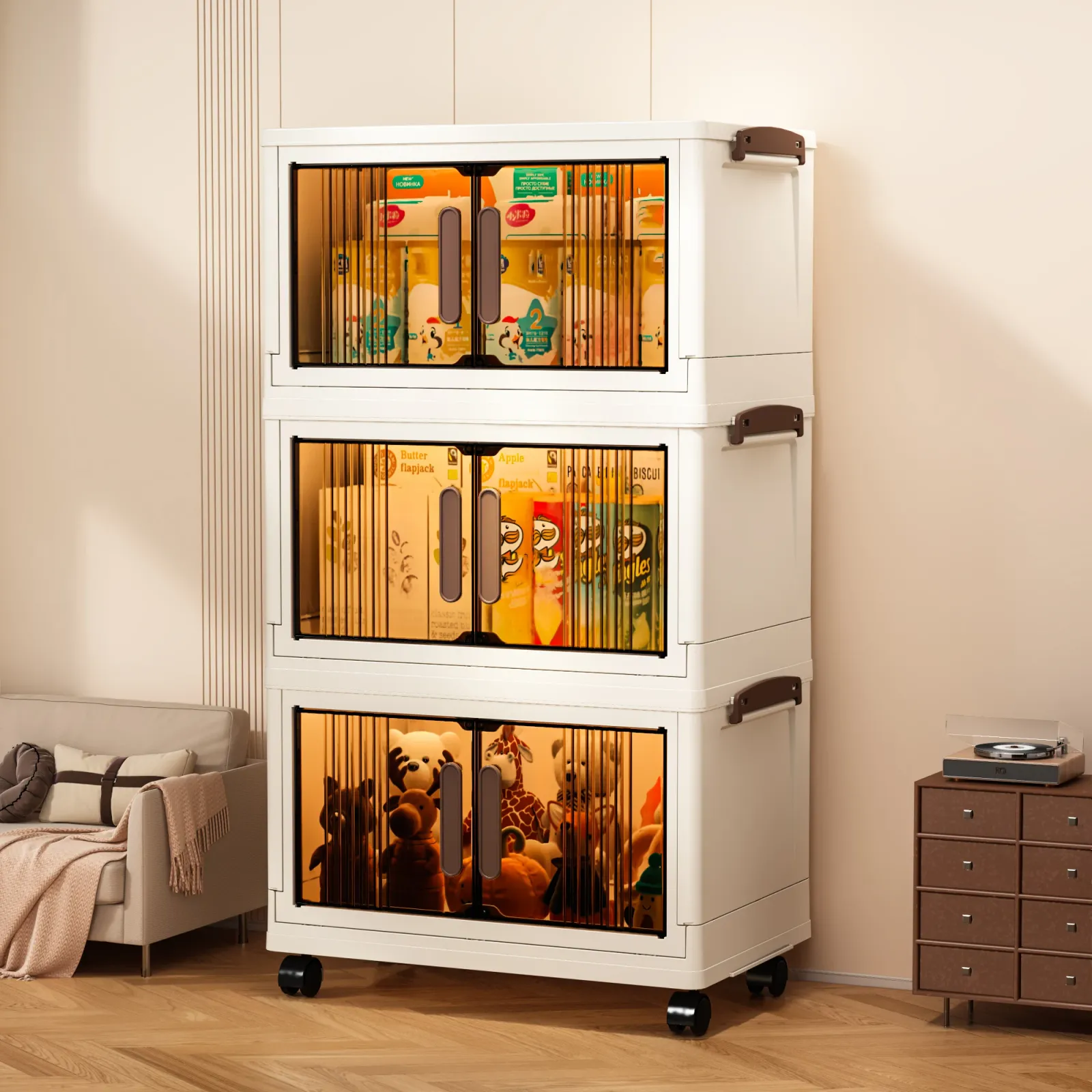 Détail de l'armoire de rangement pliable